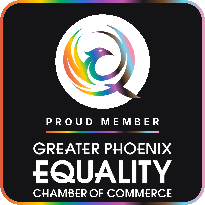 Square GPECC Proud Member badge with white lettering on a dark background